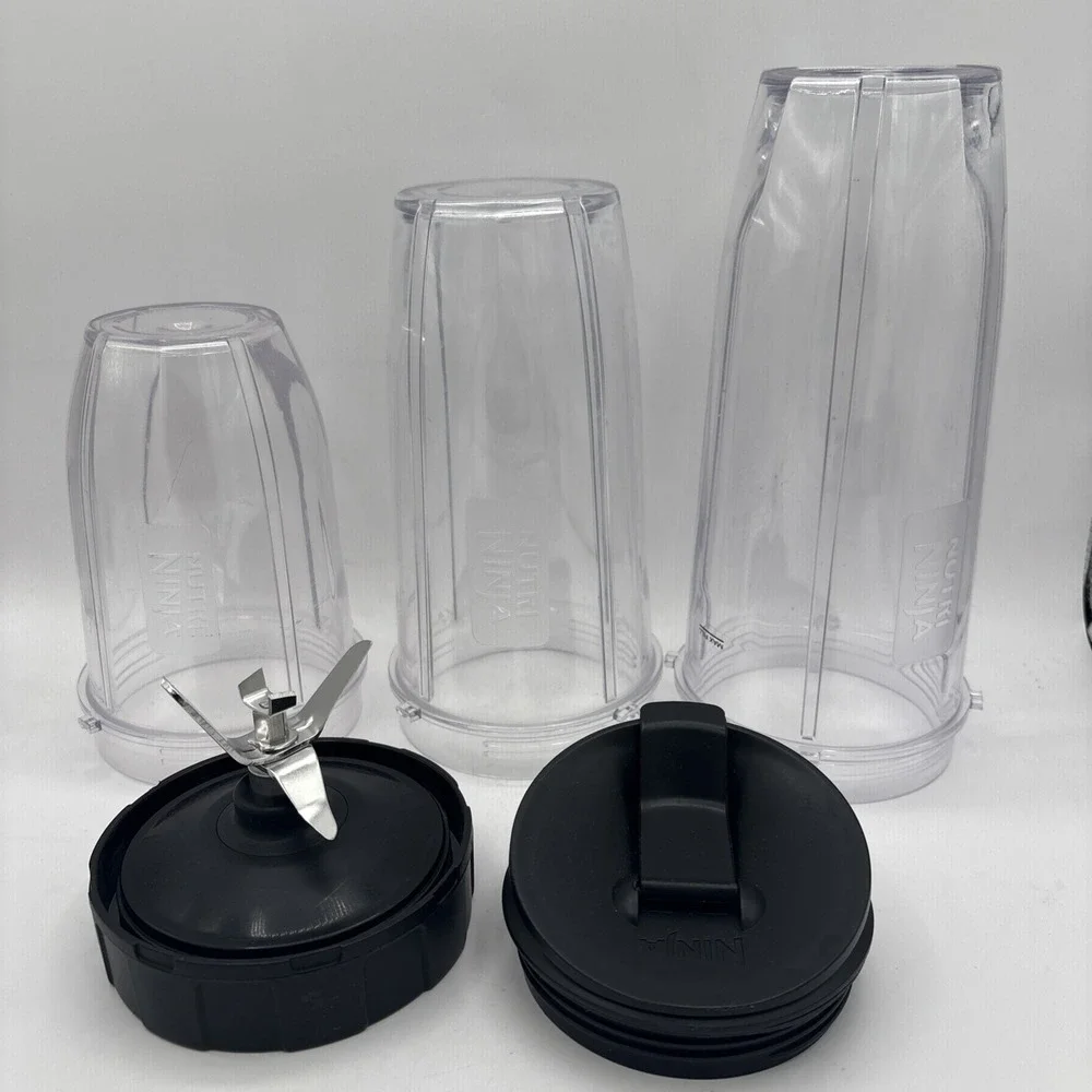 3 Nutri Ninja Replacement Blender Cups 32 24 18 W/ Lid and Extraction Blade
